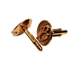 Vintage B Monogram Swank Gold Tone Cuff Links, Initial Letter, Round 3/4"
